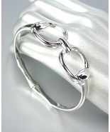 CHIC Designer Inspired Silver Horsebit Buckle Bamboo Magnetic Bracelet - £20.08 GBP