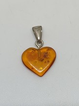 Vintage Sterling Silver 925 Amber Heart Pendant - £6.26 GBP