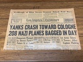 WWII Los Angeles Examiner 11/3/1944 Newspaper Yanks Crash Toward Cologne…” CV - £10.22 GBP