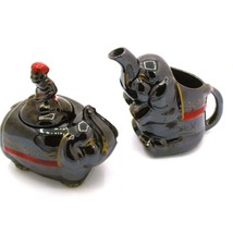 Vintage Elephant Boy Creamer Sugar Bowl Set Boy Figurine Lid Made In Japan - $538.91 MXN