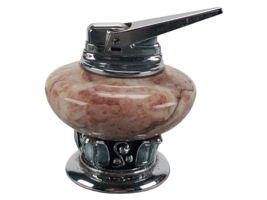 Vintage Ronson NORDIC Chrome and  Pink Marble Empty Table Top Lighter - £43.34 GBP