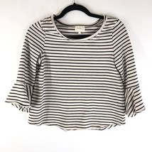 Deletta Anthropologie Womens Top Bell Sleeve Knit Striped Black White XS - £7.69 GBP