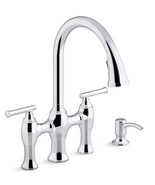 KOHLER Kitchen Faucet Oresund Bridge Chrome 2-handle Pull-down Sprayer S... - £118.69 GBP