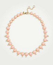 Ann Taylor Luminous Pink Stone Crystal Crop 16&quot; Lobster Claw Statement N... - $29.69