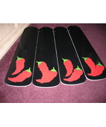 CUSTOM RED HOT CHILI PEPPER CEILING FAN WITH LIGHT KIT ~ L@@K! SPICY BLACK BLADE - $118.75