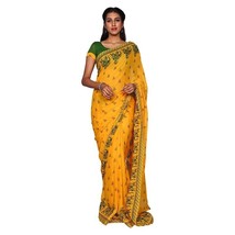 Womens Georgette Saree Without Blouse Piece sari - £14.34 GBP