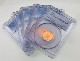 Lot of 5 Lincoln Memorial Cent Proof Pennies PR69 and 70 DCAM 1995-2007 - $171.38