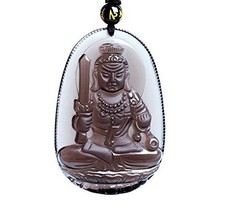 Hand Carved Opening the Ice Kind of Obsidian Pendant Fudo Fixed Buddha Statue... - £34.19 GBP