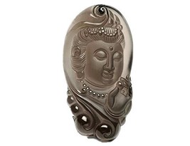 Chinese Zen Pendant Natural Obsidian Guan Yin Buddha Charm Pendants - £22.63 GBP