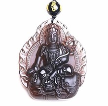 Hand Carved Natural Ice Kinds of Obsidian Samantabhadra Buddha Pendant - £41.46 GBP