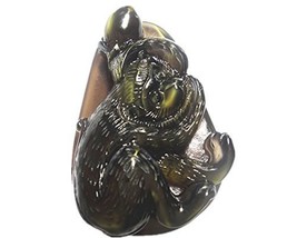 Natural Green Eye Obsidian Asia Monkey Charm Good Luck Pendant Necklace - £25.69 GBP