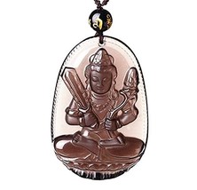 Tibetan Buddhism Natural Ice Kinds Obsidian Buddha guanyin charm zen prayer P... - £24.89 GBP