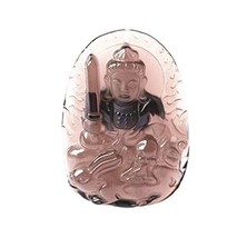 Hand Carved Obsidian Buddha with Rabbit Pendant Charm Chinese Dragon Luck Rab... - £29.09 GBP