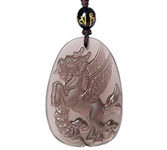 Natural Obsidian Dragon Pendant Necklace Men and Women Pendant - £23.86 GBP