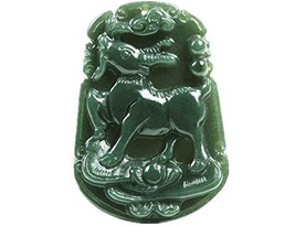 Natural Green Jade 12 Chinese Zodiac Sheep Charm Pendant Necklace - £19.90 GBP