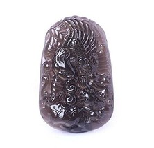 Hand Carved Ice Obsidian Eagle Pendant Charm Good Luck Charm Pendant - $36.79