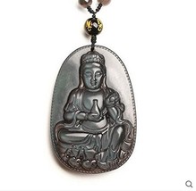 Hand Carved Ice Kind of Obsidian Pendant Eye Color Aquarius Buddha Guanyin Pe... - £41.46 GBP