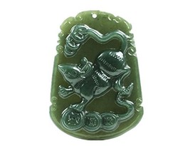 12 Chinese Zodiac Natural Green Jade Rat Charm Pendant Necklace - £19.90 GBP