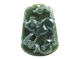 Natural Green Jade 12 Chinese Zodiac Pig Charm Pendant Necklace - £19.90 GBP
