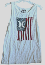 Hurley Flag US USA Old Glory 2 Tank Top Shirt White Mens Medium RARE - $20.90
