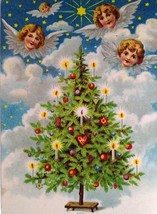 Cherub Angels With Wings In Clouds Christmas Postcard 1909 Vintage Germa... - £20.06 GBP
