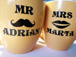 Personalised Vinyl Sticker  Mr &amp; Mrs For Mug With Your Name Ideal Gift Birthday - £6.13 GBP