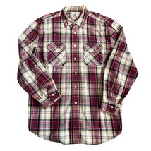 Surf Pendleton Men’s Button Up Shirt Sz L Plaid Cotton Flannel Red Cream... - $49.45