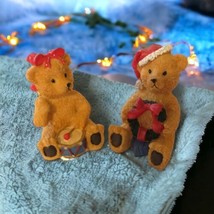 Christmas Teddy Bear Resin Ornaments x 2 Sister Brother Wreath Gift Holiday - £15.79 GBP