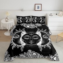 Sun And Moon Comforter Set Queen Size Boho Exotic Style Bedding Sets For Adult W - £62.34 GBP