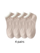 4 pairs of summer thin pure color socks combed cotton men s and women s socks thumb200
