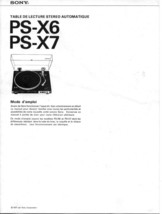 Sony PS-X6 Turntable Owners Manual - £17.15 GBP