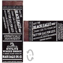 Vtg Matchbook Cover Black Eagle Oil Co 1930s Hyflite Winged Bronze Gas M... - $24.74