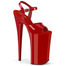 PLEASER BEYOND-009 Women&#39;s Red Patent 10&quot; Heel Platform Ankle Strap Sandal Shoes - £78.29 GBP