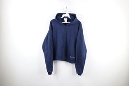 Vintage 90s Champion Womens Large Faded Spell Out Boxy Fit Full Zip Hoodie Blue - £30.93 GBP
