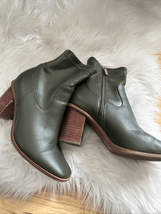 Aldo green Marta Khaki Ankle Boot w stretchy top sz 7 chunky heel comfy ... - $54.45