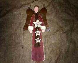 Country Door Angel Made of Wood, Tin, and Ceramic - £12.06 GBP