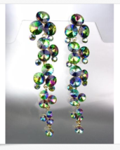 Stunning Vitrail Czech Czech Crystals Waterfall Earrings Queen Pageant Bride  - £31.96 GBP