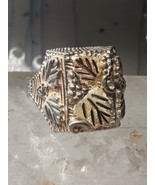 Black Hills Gold ring floral rose band size 10.5 sterling silver women men - $209.87 CAD