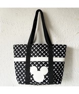 Disney Mickey Mouse Tote Bag Black/White Mickey Print Canvas Bag Zip Top - $29.94 CAD
