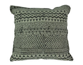 Charcoal Gray Geometric Design Cotton Dhurrie Pillow 20 Inch - £17.75 GBP