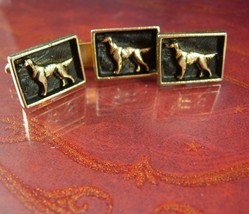 Golden Retriever Cufflinks DOG Tie clip Pointer Hunting Irish setter Vintage Sho - £115.90 GBP