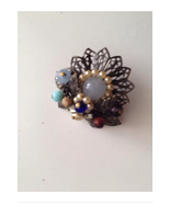 1940&#39;s vintage jewelry blue flowered brooch pin - £56.08 GBP