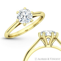 Forever ONE G-H-I Round Moissanite 6Pr Solitaire 14k Yellow Gold Engagement Ring - £432.65 GBP+