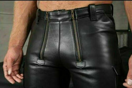 40&quot; Men&#39;s Real Cowhide Leather Short Slim Fit Leather Clubwear Leisure Bondage - £55.33 GBP