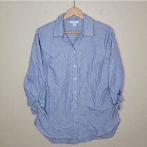 Roz &amp; Ali | Blue Striped &amp; Polka Dot Button Down Shirt, womens size medium - £11.34 GBP