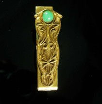 Art Nouveau Tie clip UNUSUAL Brooch pin back Antique green jewel ornate ... - $110.00