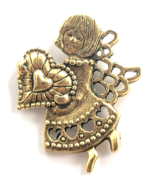 Camco Gold Tone Angel Holding Heart Cutout Wings Openwork  Religious Jew... - $218.99 MXN