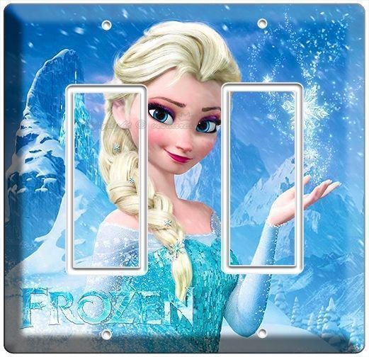 DISNEY FROZEN ELSA DOUBLE GFI LIGHT SWITCH OUTLET PLATE CHILDREN'S GIRLS BEDROOM