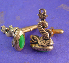 RARE Victorian Fob Cufflinks Romantic Greek Roman Dolphin Cuff links Vintage Gol - £179.85 GBP