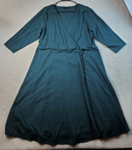 Torrid Wrap Dress Women Size 2 Teal Knit Polyester Long Sleeve V Neck Drawstring - £19.84 GBP